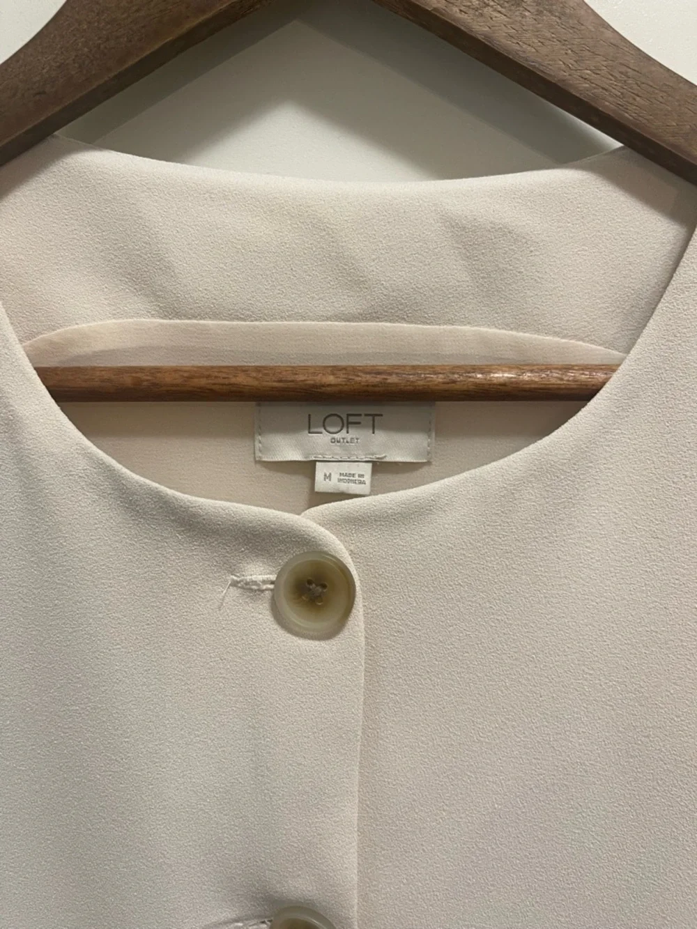 LOFT Soft Ivory Button-Front Shell - Picture 2 of 5